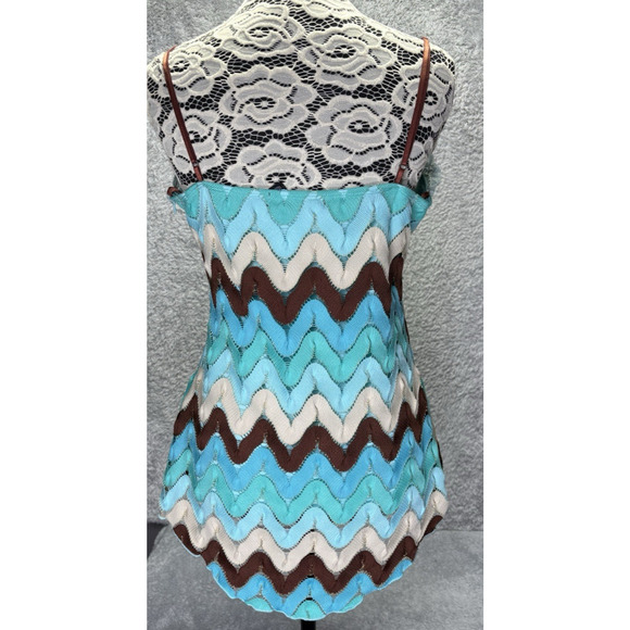 Vtg 90s Y2k Rampage Large Tank Top Babydoll Crocheted Blue Green 70's Lace Fariy - Picture 3 of 12